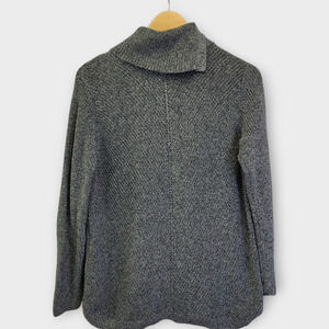 Talbots Cowl Neck Sweater Size Large Petite Gray Marled Knit Cotton Modal